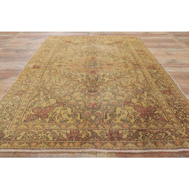 Taupe Mid 20th Century Vintage Turkish Sivas Rug - 04'10 X 07'06 For Sale - Image 8 of 9