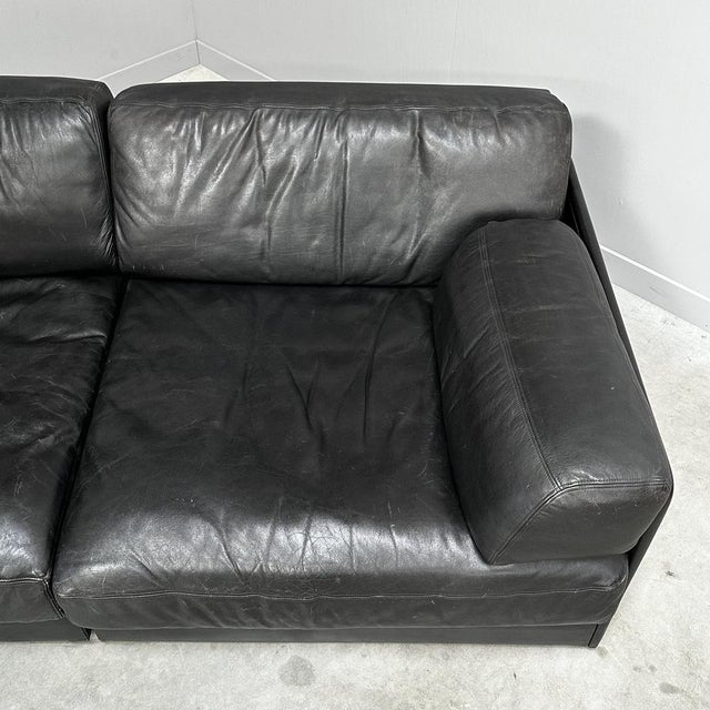 Black DS-76 Modular Sofa in Black Leather from de Sede, Switzerland, 1970s, Set of 2 For Sale - Image 8 of 13