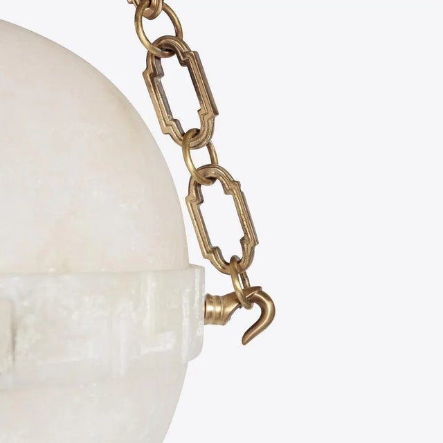 Contemporary Small Elissa Alabaster Pendant from Pure White Lines For Sale - Image 3 of 7