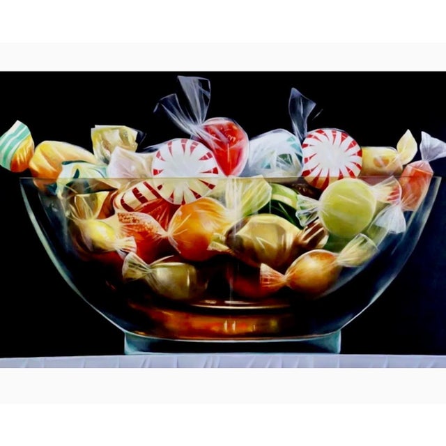 Photorealism James Tormey, Original James Tormey Photo Realist Oil Painting Still Life Candy Bowl Pop Art For Sale - Image 3 of 8