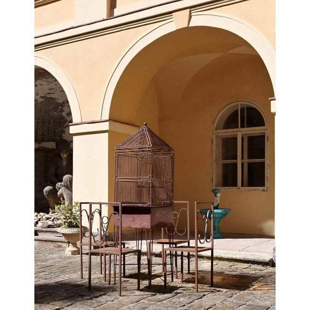 Brown Metal Cage on Legs with Chairs, Set of 5 For Sale - Image 8 of 8