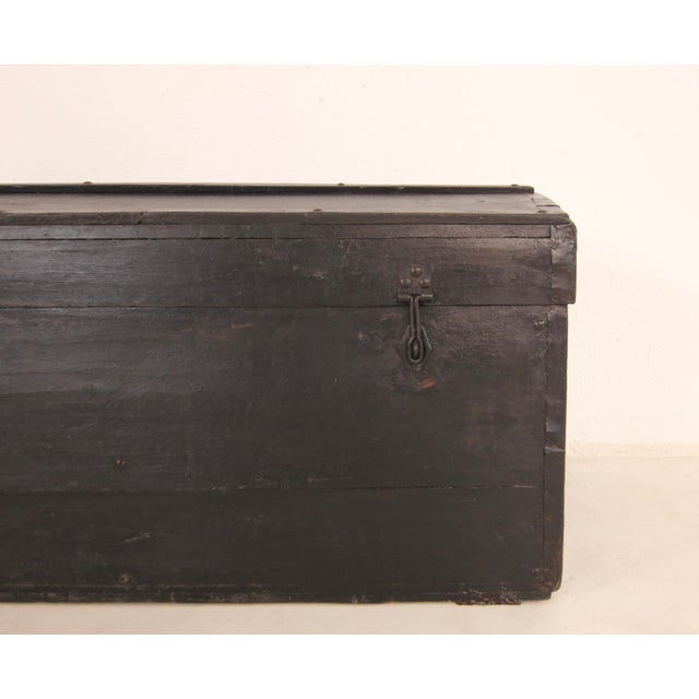 Black Vintage Steamship Black Trunk, 1920s For Sale - Image 8 of 18