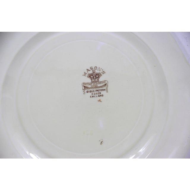 Antique Mason’s Green Bible Pattern Dinner Plate With Green Edge 10.25” Hand Painted Decorative For Sale - Image 9 of 10