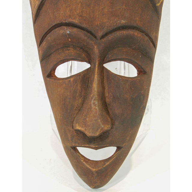 African Wood Decorative Mask Wall Sculpture For Sale - Image 4 of 7