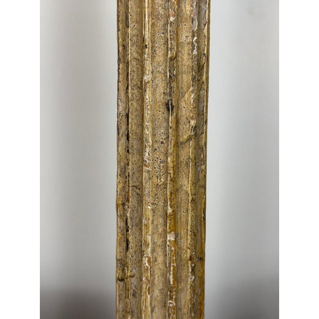 Mid 20th Century Italian Neoclassical Corinthian Column Table Lamps Distressed Giltwood - a Pair For Sale - Image 10 of 15