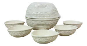 Ceramic Walnut Shaped Bowls from Vega International, Italy, 1970s, Set of 6