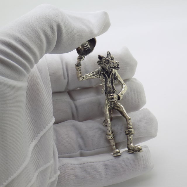 Silver Vintage Italian Handmade Silver Fox Pinocchio Figurine, Arezzo, Tuscany, 1970s For Sale - Image 8 of 15