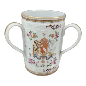 19th C Samson Porcelain Armorial 3 Handled Mug