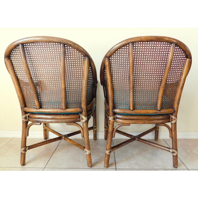 Brown Pair McGuire Rattan and Cane Chairs For Sale - Image 8 of 14