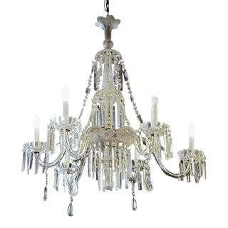 Mid 20th Century Restored French Frosted & Cut Glass & Crystal Chandelier For Sale