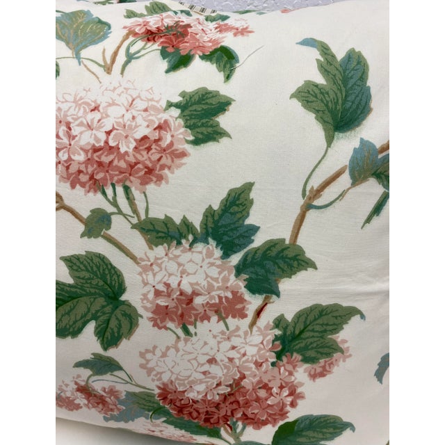 Pair of 22" Square Pillows With a Pink Hydrangea Floral Pattern - Made in Uk. For Sale - Image 4 of 8