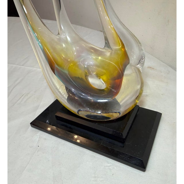 1980s Vintage Signed Hand Blown Studio Art Glass Stretched Sculpture Vase Statue Art For Sale - Image 5 of 13