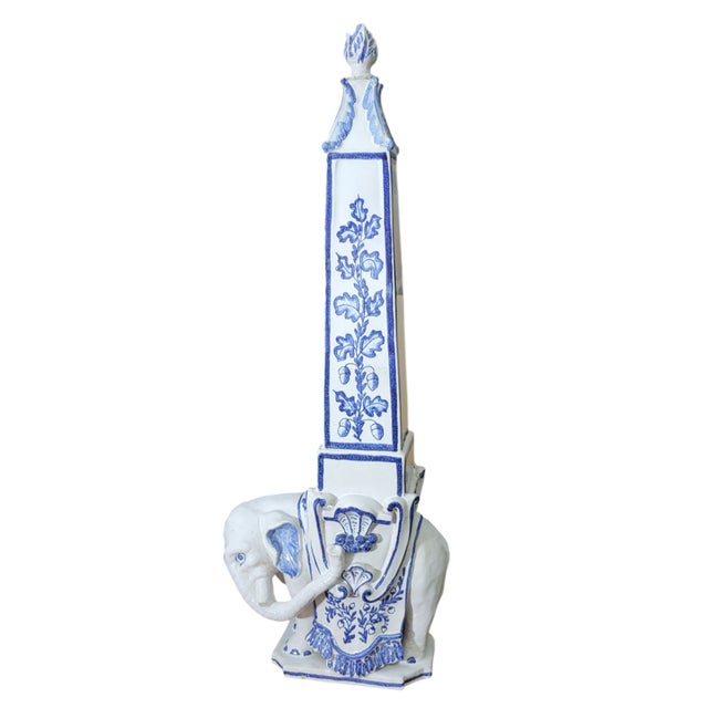 White 1960s Meiselman Imports Italy Elephant and the Obelisk Ceramic Objet d'Art For Sale - Image 8 of 11