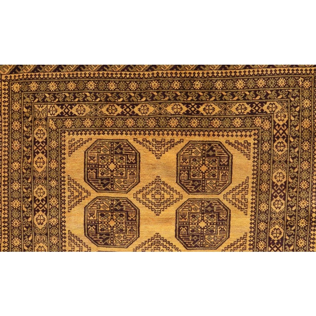 Hand-Knotted Ersari Rug in Wool With Gul Design in Marigold and Brown 5'2 X 7'8 For Sale - Image 10 of 12