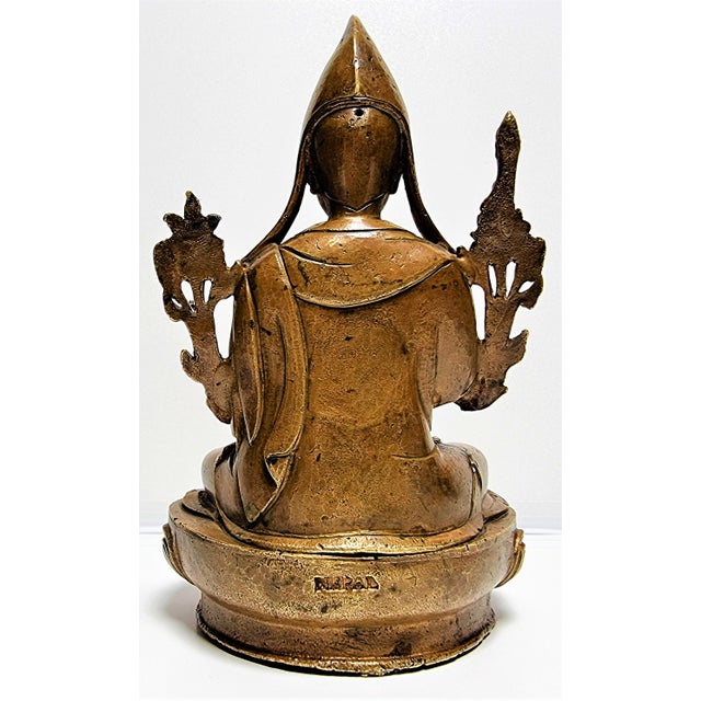 Metal 18th Century Buddha Priest in Bronze, Nepal For Sale - Image 7 of 14