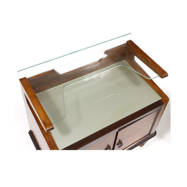 1950s 1950s Manner of Paolo Buffa, Pair of Mahogany and Glass Side Cabinets For Sale - Image 5 of 8