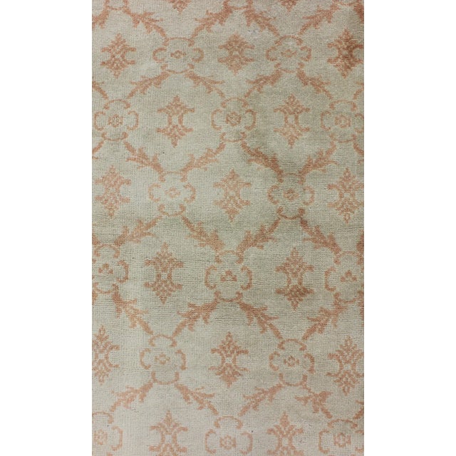 Latticework Vintage Turkish Oushak Runner in Light Cream and Coral 2'10 X 11'3 For Sale In Atlanta - Image 6 of 8