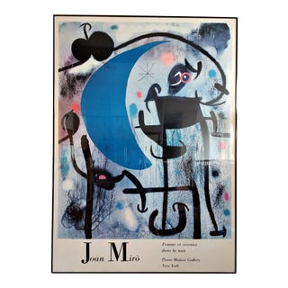 Joan Miro "Femme Et Oiseaux Dans La Nuit" Monumental Framed Print For Sale