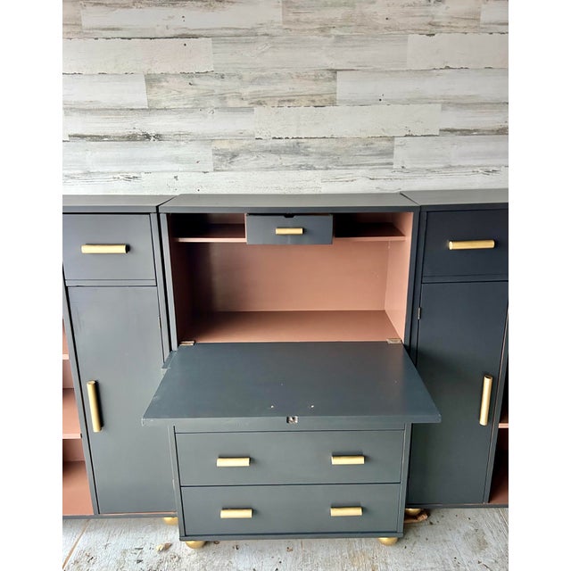 1960s Vintage Mid Century Modern Shelving Desk Cabinet For Sale - Image 5 of 8