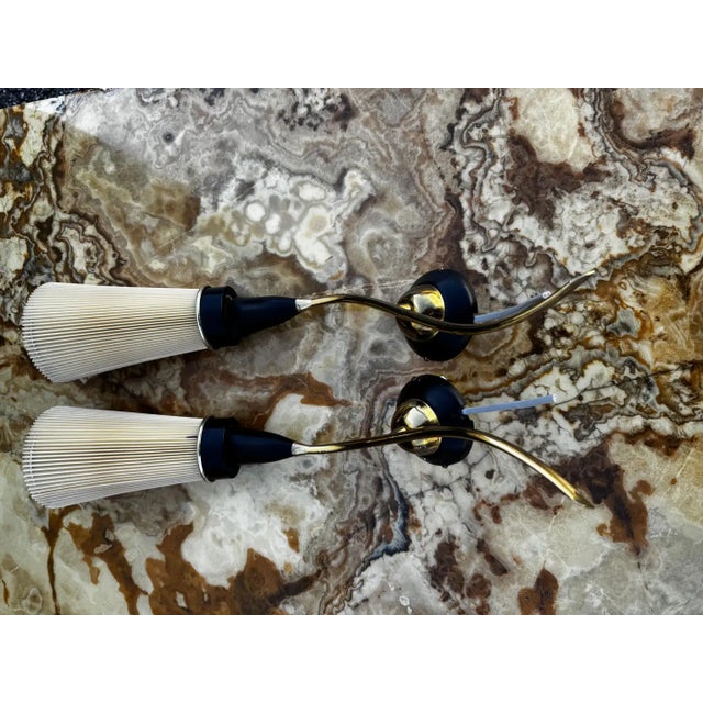 Mid-Century Modern Mid 20th Century Mid Century Modern Brass and Wood Danish Sculptural Wall Sconces - a Pair For Sale - Image 3 of 5