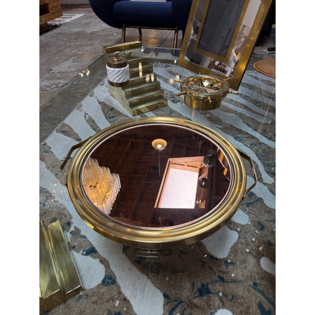1970s Italian Mid-Century Brass and Smoked Mirror Serving Tray, 1970s For Sale - Image 5 of 7