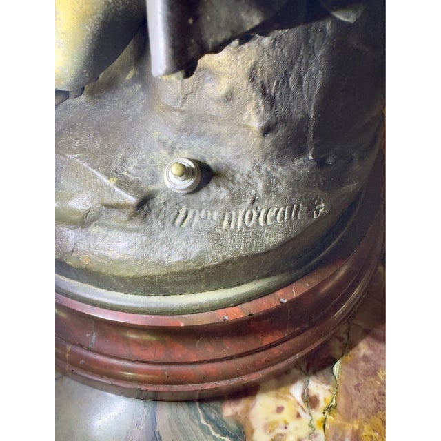 Cinnamon Art Nouveau 1920’s Auguste Moreau Signed Lamp For Sale - Image 8 of 9