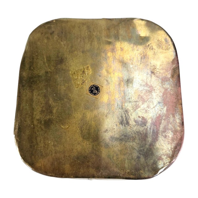 1970’s Indian Solid Brass Pierced Square Basket With Ribbed Detail For Sale - Image 9 of 9