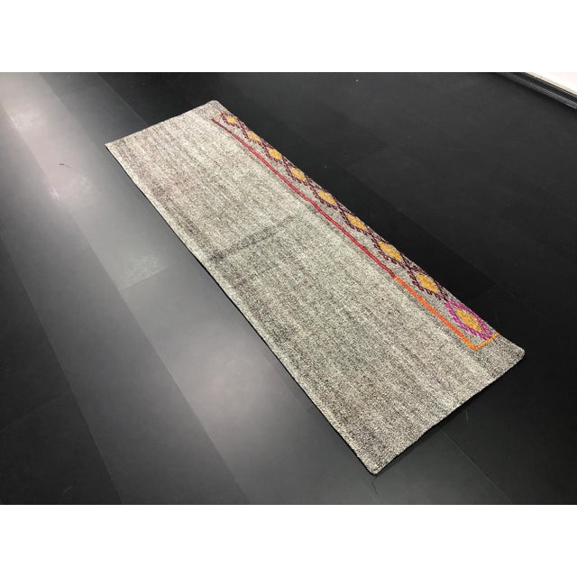 1960s Vintage Turkish Handwoven Aztec Corridor Kilim Rug - 2′3″ × 7′3″ For Sale - Image 5 of 11