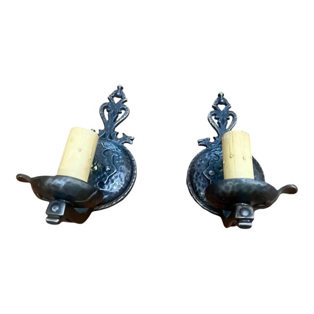 1990s Rejuvenation Metal Sconces - A Pair For Sale