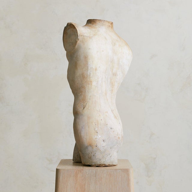 Vintage French Plaster Male Torso Sculpture For Sale - Image 10 of 18