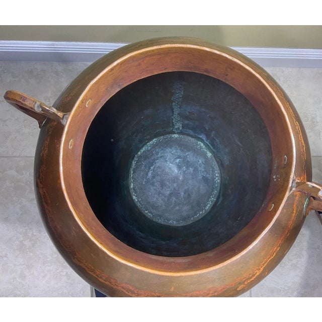 Large Vintage Hand Hammered Copper Vessel For Sale - Image 12 of 13