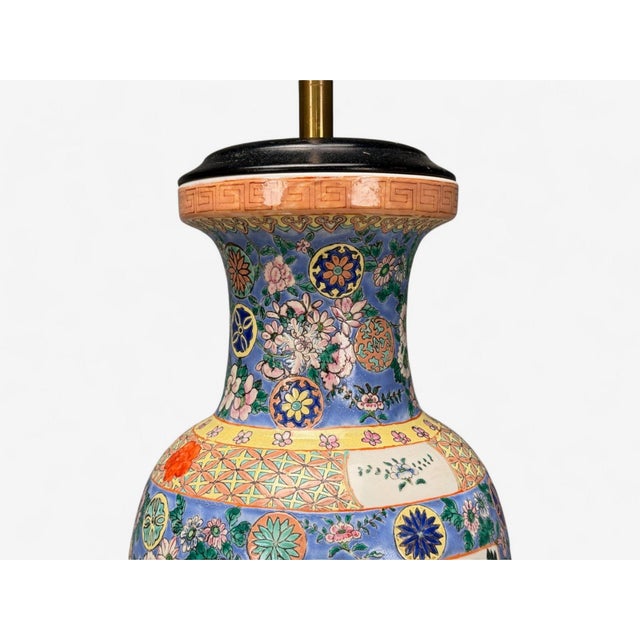 Famille Rose, Large Chinese Table Lamps, Porcelian, Rosewood, China, 19th C. For Sale - Image 10 of 13