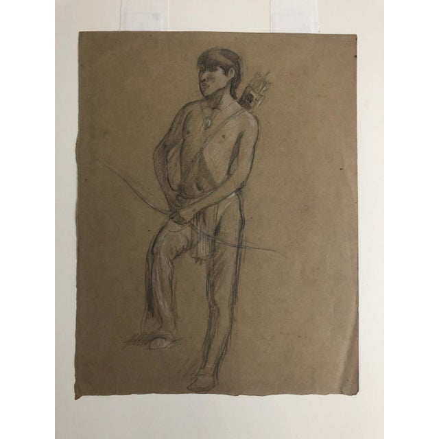 1890s Douglas Volk Old West Portrait Drawing For Sale - Image 6 of 6