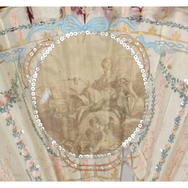 French Provincial Framed 18th Century Hand-Painted Fan For Sale - Image 3 of 5