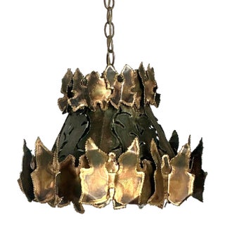 Vintage MCM Torch Cut Chandelier After Tom Greene For Sale