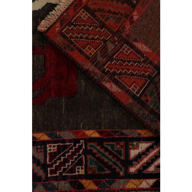 Textile 1950s Vintage Gabbeh Tribal Rug in Brown With Multicolor Ram Pictorial Patterns For Sale - Image 7 of 8