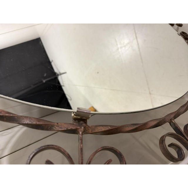 Large Round Wrought Iron Wall Mirror, 1960s For Sale - Image 17 of 18