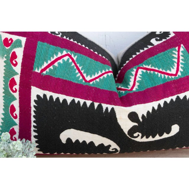 Rose Mint Suzani Lumbar Pillow For Sale In Los Angeles - Image 6 of 9