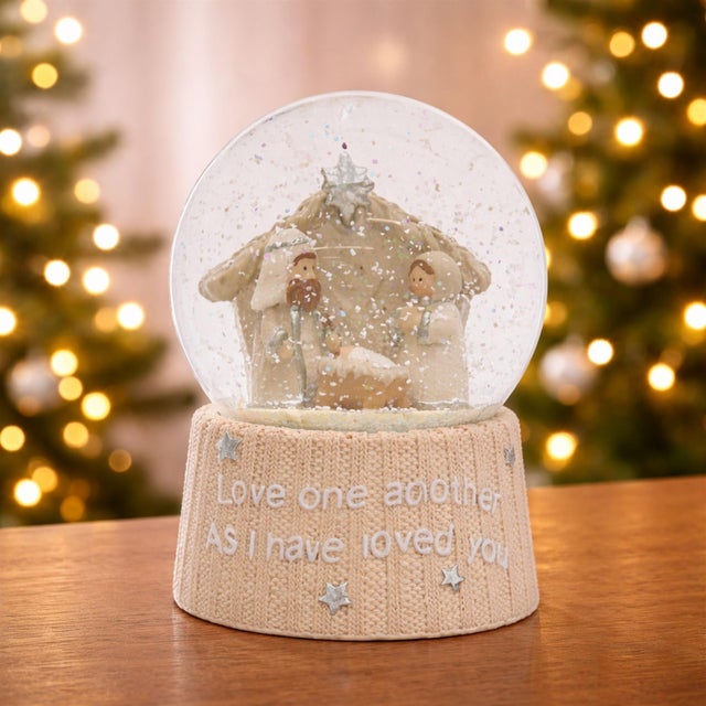 Kenneth Ludwig Chicago Holy Family Nativity Snow Globe For Sale - Image 4 of 4