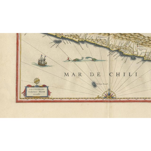 17th Century Antique Chile Map Blaeu, 1642 For Sale - Image 5 of 11