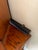 Vintage Satin Black & Oak Vanity With Tri-Fold Mirror | Refinished Makeup Vanity Desk For Sale - Image 4 of 11
