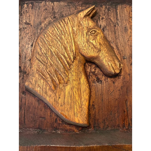 Mid 20th Century Vintage Hand Carved Wood Mid-Century Horse Wall Relief Panel Sculpture For Sale - Image 5 of 12