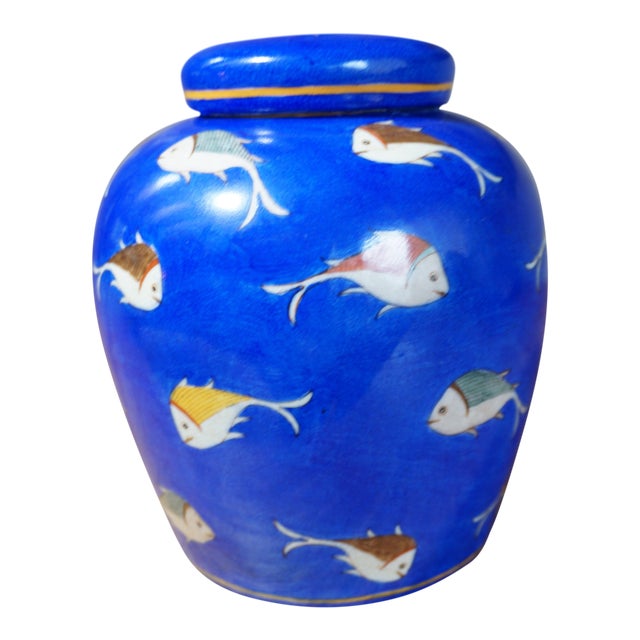 Blue Koi Fish Motif Ginger Jar Chairish