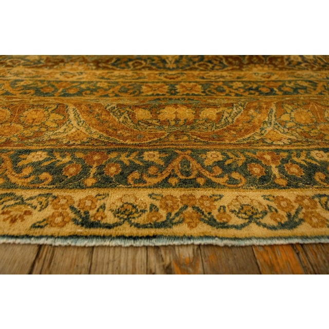 1840s Royal Blue Painterly Floral Motifs Antique Knotted Persian Silk Kirman Rug For Sale - Image 4 of 9