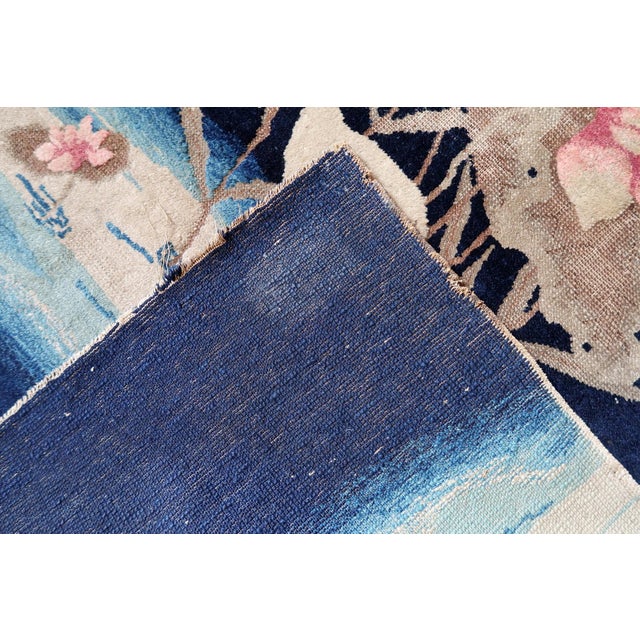 Late 19th Century 1890s, Antique Chinese Peking Rug, Cranes & Floral, 3 X 5 For Sale - Image 5 of 13