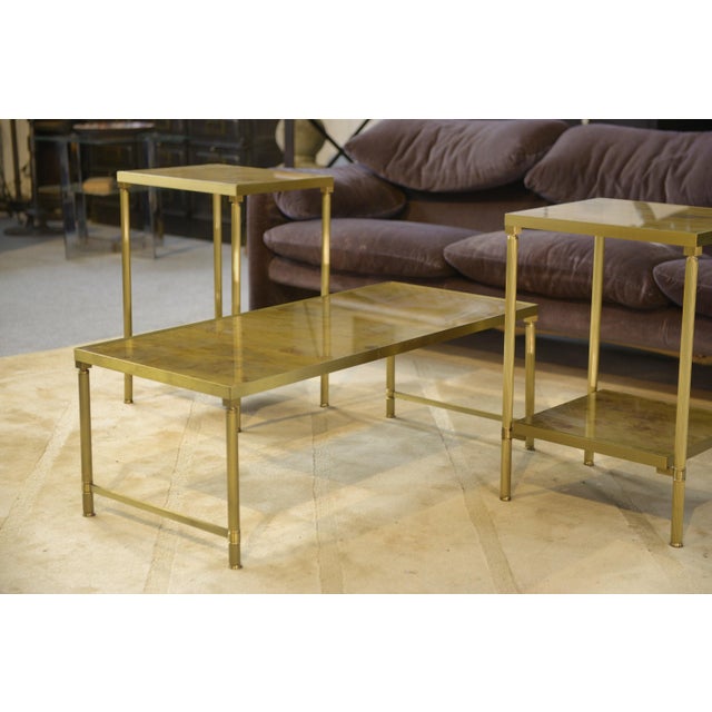 Coffee Table and Side Tables in Verre Églomisé, 1980s, Set of 3 For Sale - Image 4 of 13