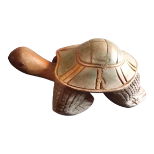 Vintage Hand Carved Wooden Turtle Figurine Sculpture