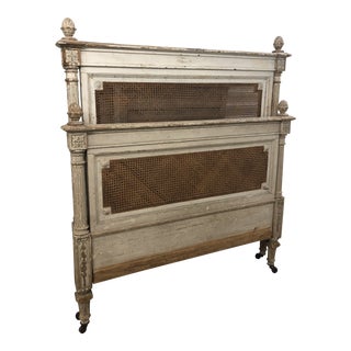 Antique French Cane Twin Headboard and Footboard - 2 Pieces For Sale