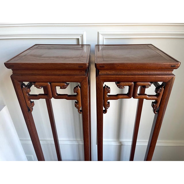 Pair of Antique Chinese Wood Stands Pedestal Tables For Sale In Atlanta - Image 6 of 17
