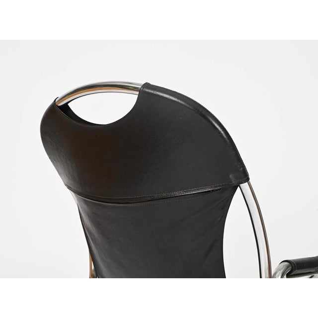 Bauhaus Black Leather and Chrome Cantilever Chair by Giandomenico Belotti, Italy, 1960s For Sale - Image 10 of 13